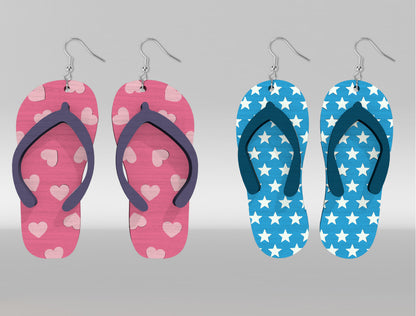 Flip Flop Earrings SVG Bundle Laser Cut File for Glowforge and xTool