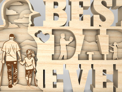 Best Dad Ever Baseball Multilayer Sign SVG Laser Cut File for Glowforge and xTool