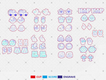 Easter Stud Earrings SVG Bundle Bunny Chick Flower Faith for Glowforge