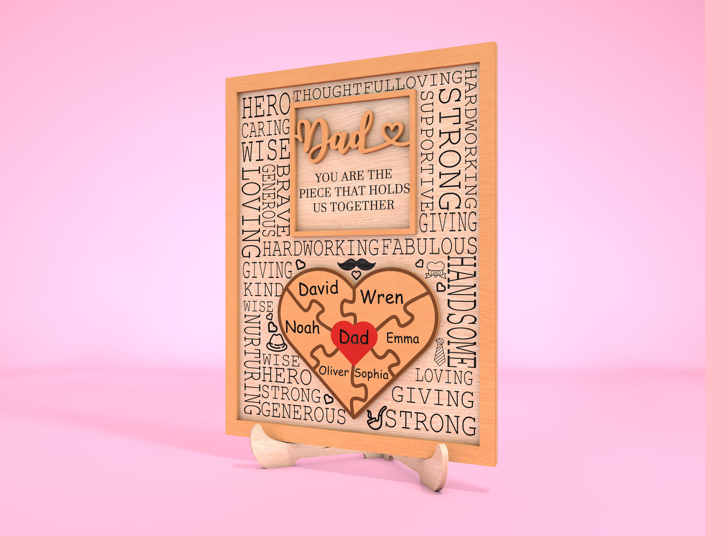 Personalized Dad Puzzle Sign SVG Laser Cut File for Glowforge and LightBurn