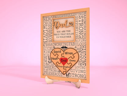 Personalized Dad Puzzle Sign SVG Laser Cut File for Glowforge and LightBurn