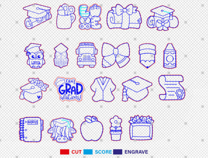 Graduation Stud Earrings SVG Bundle for xTool and LightBurn