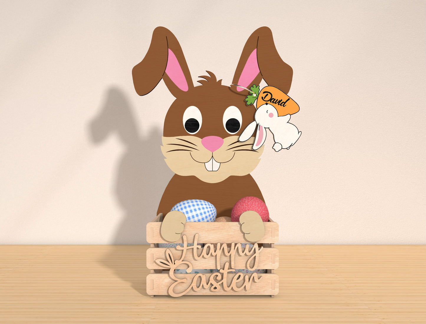 Personalized Easter Bunny Basket Holder SVG Bundle for LightBurn and xTool