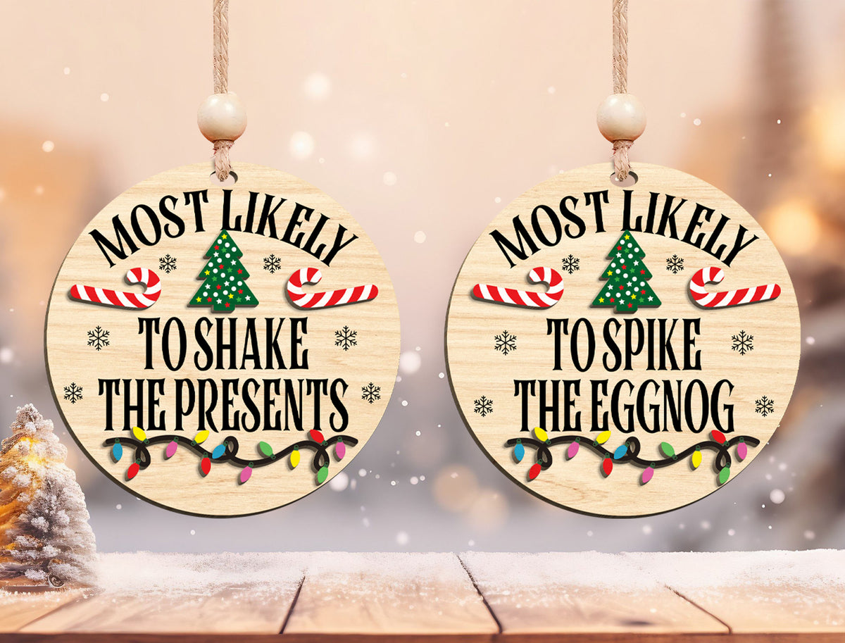 Most Likely To Christmas Ornament SVG Bundle Funny Laser Cut 7