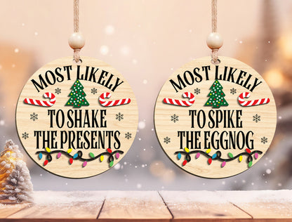 Most Likely To Christmas Ornament SVG Bundle Funny Laser Cut 7