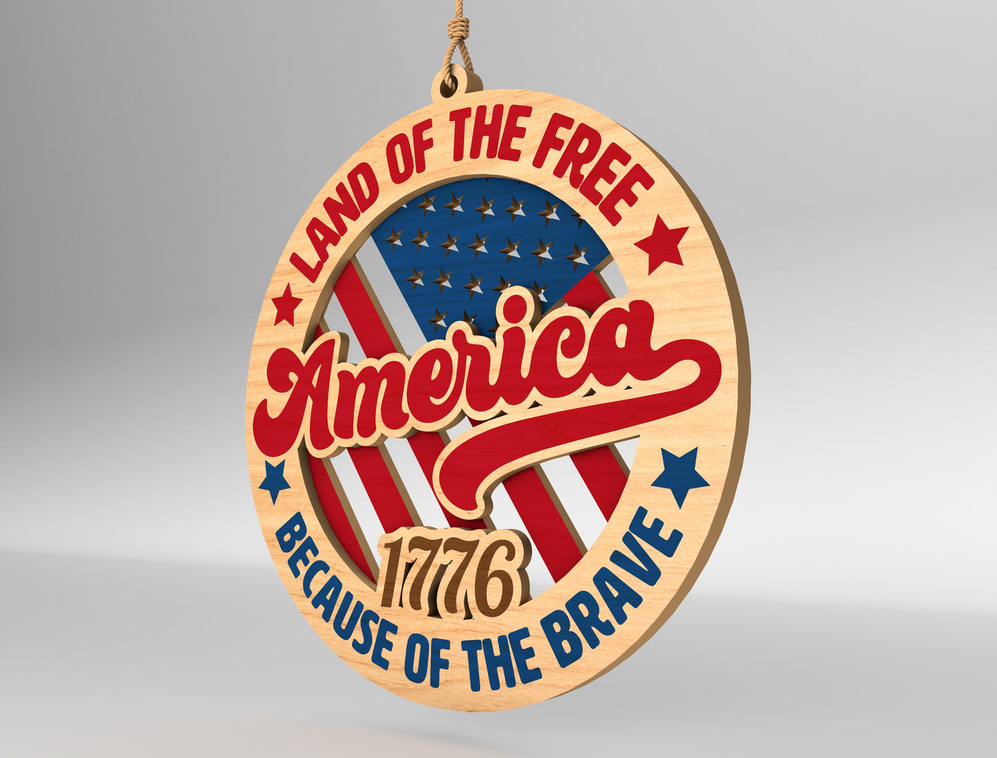 Land of the Free America Ornament SVG for Glowforge and xTool