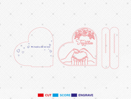Family Hands Heart Sign SVG Bundle Together We Build for Glowforge