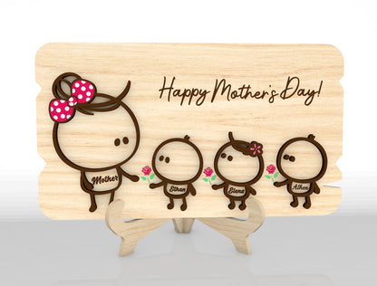 Cute Family Mom Sign SVG Bundle Cartoon for xTool and LightBurn