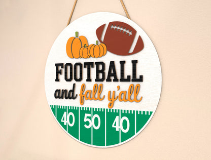 Football and Fall Y'all Door Hanger SVG Set for Glowforge xTool LightBurn | 2 Designs