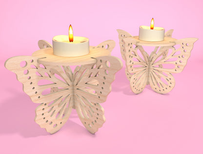 Butterfly Candle Holder SVG Bundle Laser Cut File for xTool and Glowforge