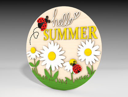 Hello Summer Daisy SVG Door Hanger for xTool and Glowforge