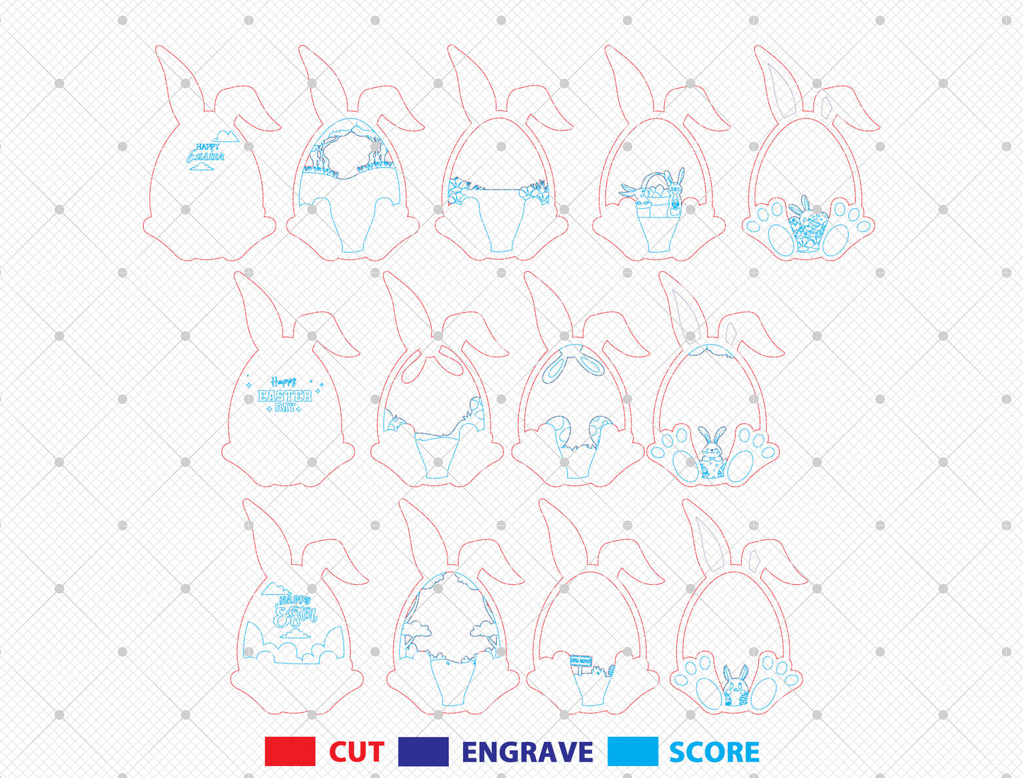 Easter Bunny Egg Multilayer Frame SVG for Glowforge and LightBurn