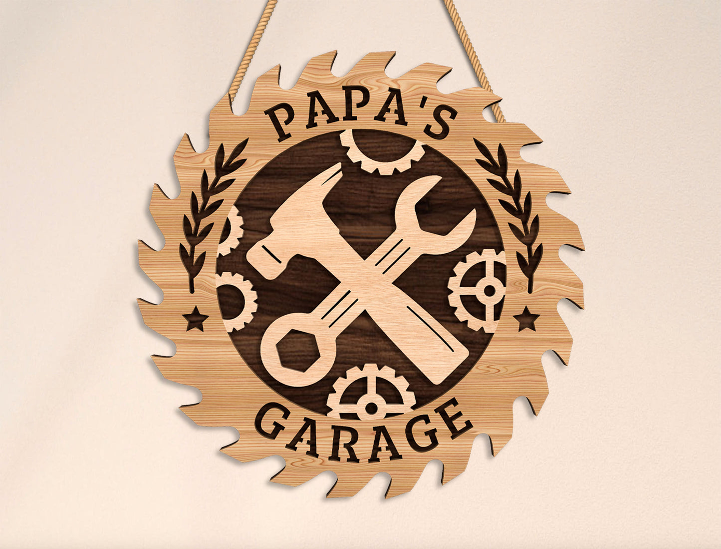 Dad’s Garage Workshop Laser Cut File | Funny Tool Sign Decor | Rustic Wooden Workshop Style | Glowforge, xTool, LightBurn, etc.