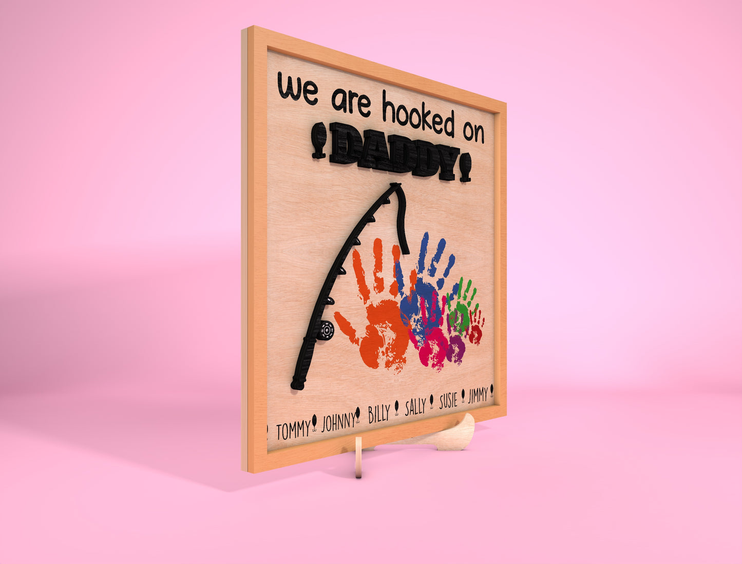 Personalized Fishing Handprint Dad Sign SVG Laser Cut File for Glowforge and LightBurn