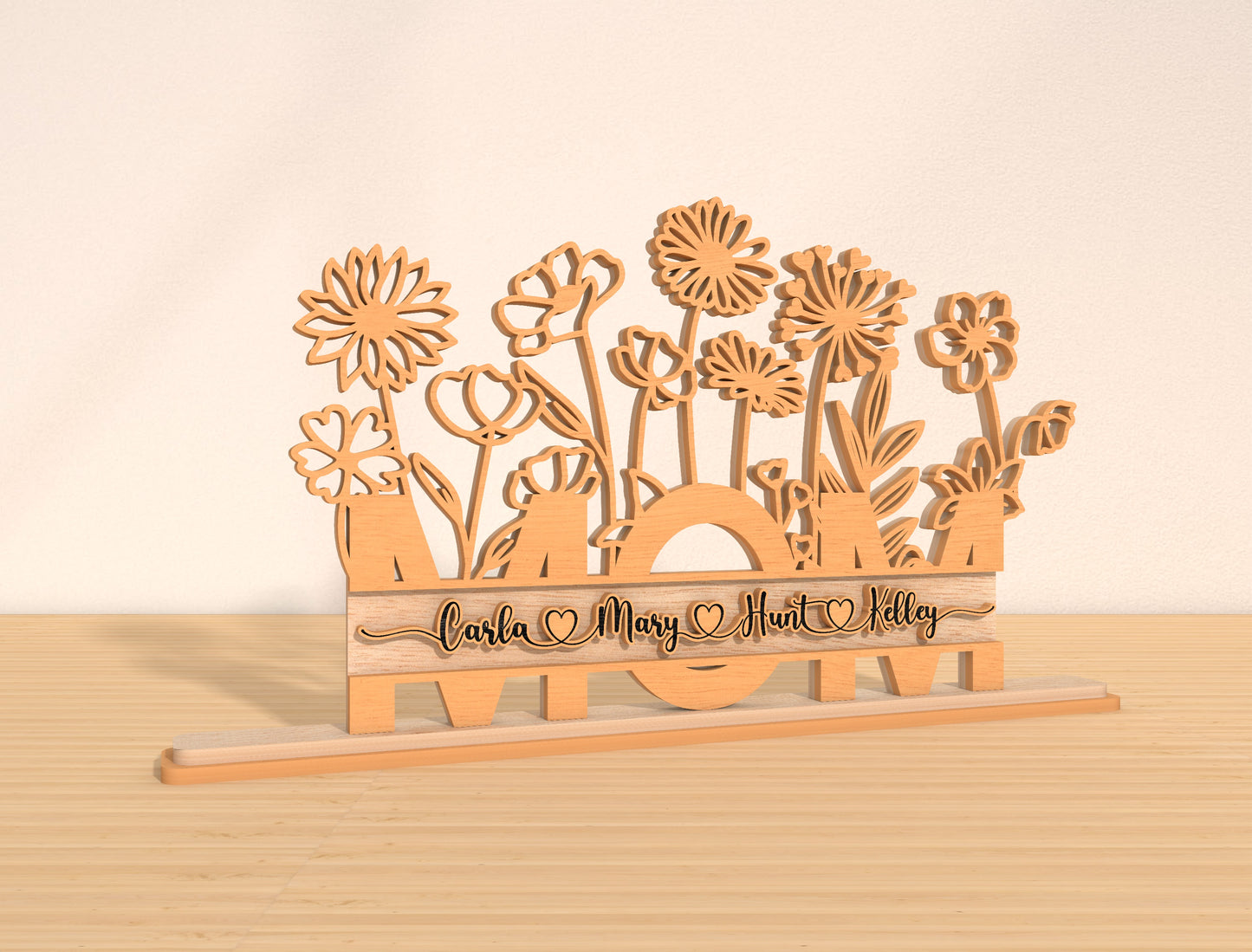 Personalized Mom Flower Stand SVG Bundle for Glowforge and xTool