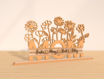 Personalized Mom Flower Stand SVG Bundle for Glowforge and xTool