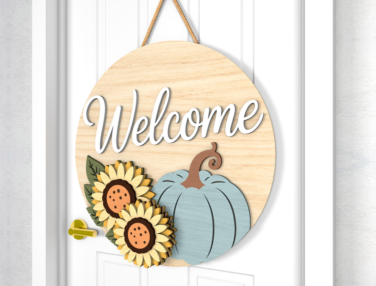Welcome Sunflower and Love Fall Door Hanger SVG Set for Glowforge xTool LightBurn 2 Designs