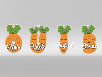 Easter Carrot Basket Tags SVG Alphabet Number Name Tags for LightBurn and xTool