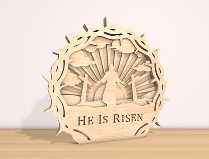 Multilayer He Is Risen Crown of Thorns SVG Bundle for LightBurn and xTool