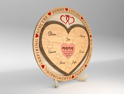 Custom Name Family Heart Sign SVG Multiple Mom Titles for Glowforge