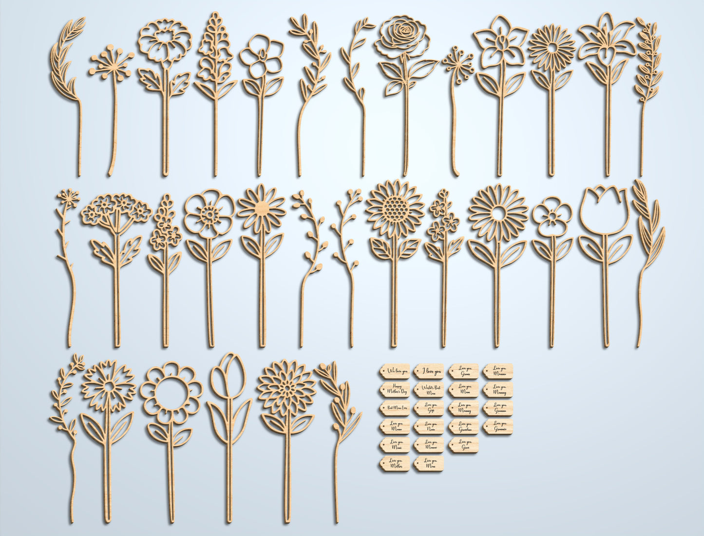 Floral Vase Stand Line Art SVG Bundle for Glowforge and LightBurn