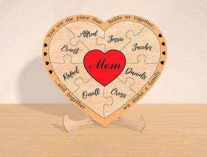 Personalized Mom Heart Sign SVG Custom Kids Name for Glowforge