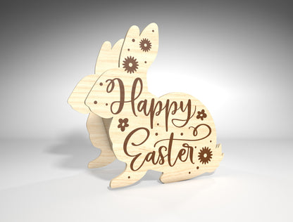 Easter Bunny Basket SVG Wooden Hollow Bunny Candy for LightBurn and xTool