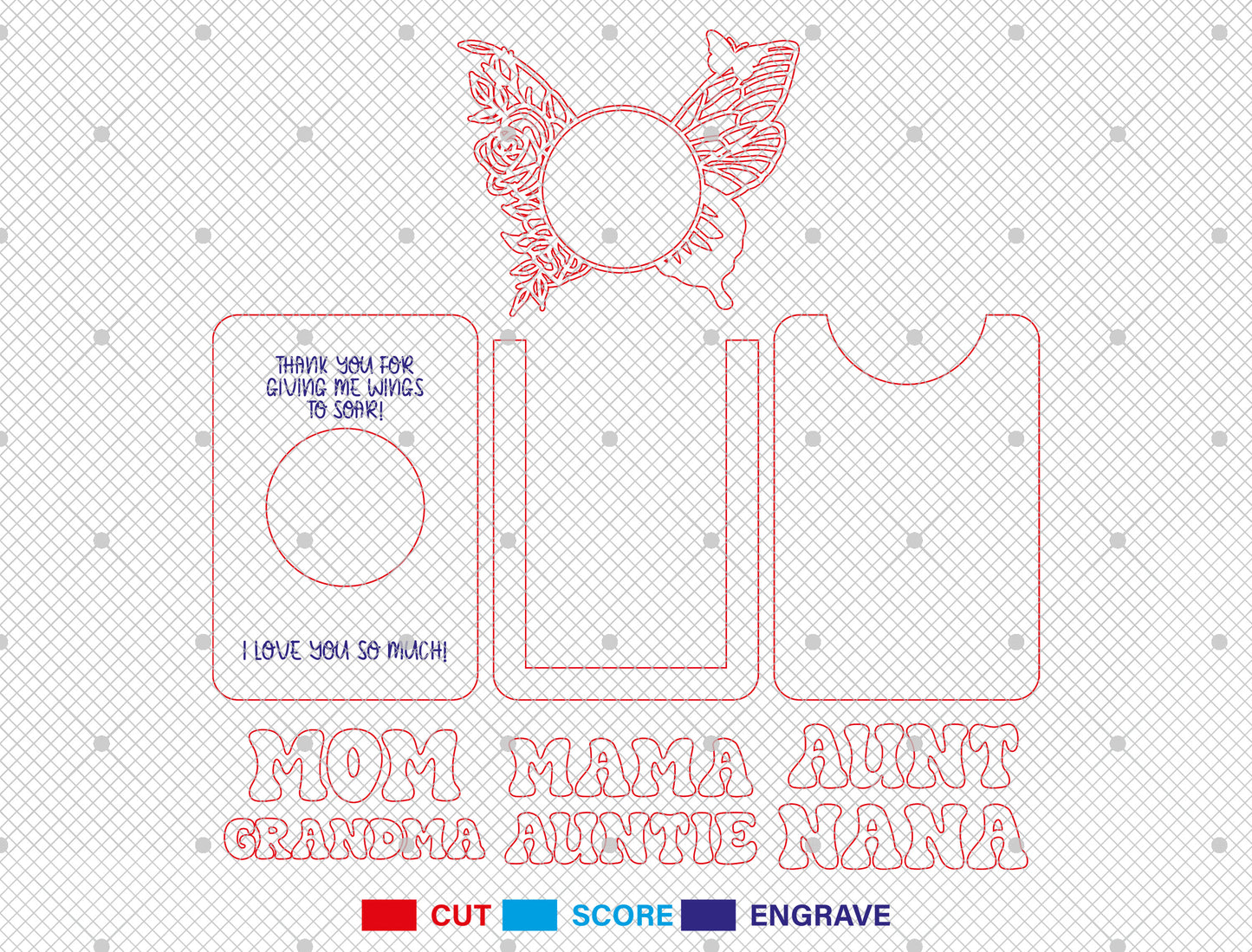 Personalized Photo Frame Mom Family SVG Bundle for Glowforge and xTool