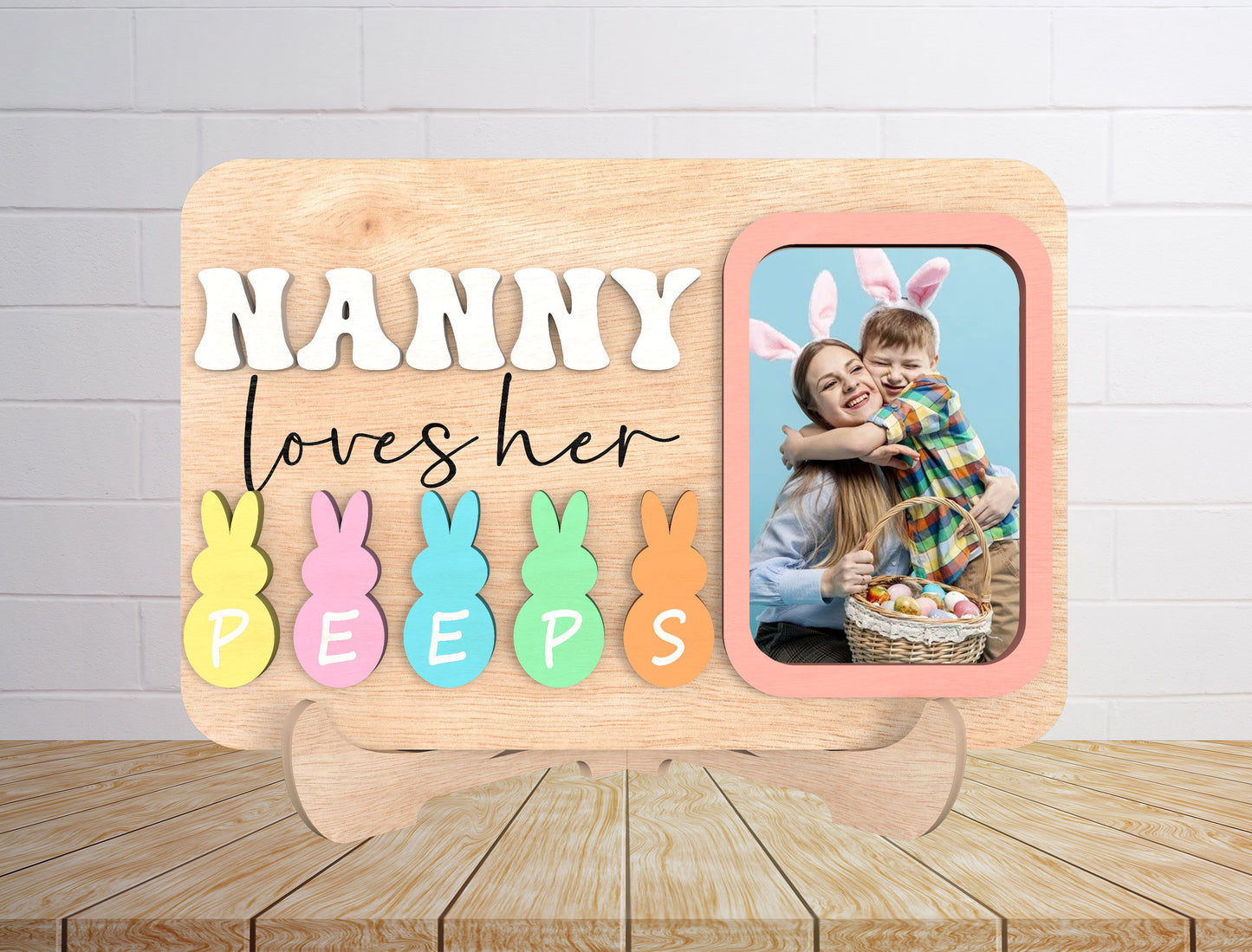 Personalized Easter Peeps Photo Frame Laser Cut File | Mommy Loves Her Peeps SVG | Custom Family Picture Frame Design | Glowforge, xTool, LightBurn, etc.