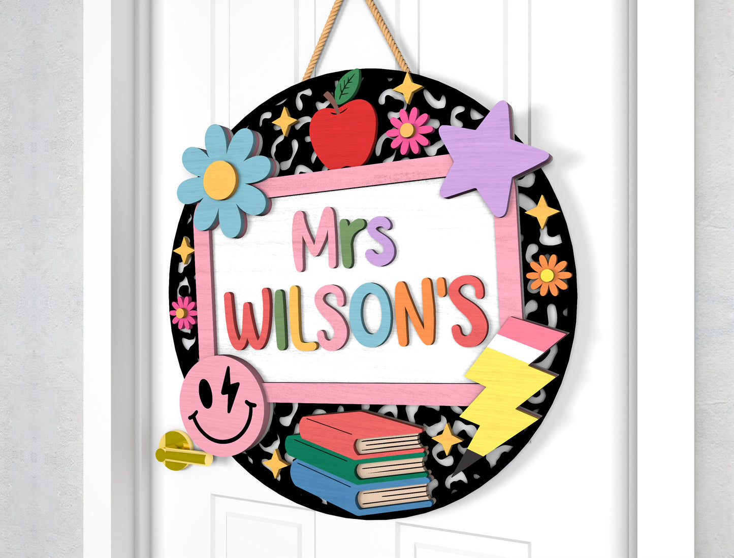 Personalized Retro School Door Hanger SVG Laser Cut File for xTool and Glowforge