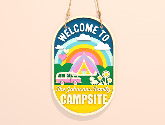 Personalized Pink Campsite Sign SVG Bundle for Glowforge Users