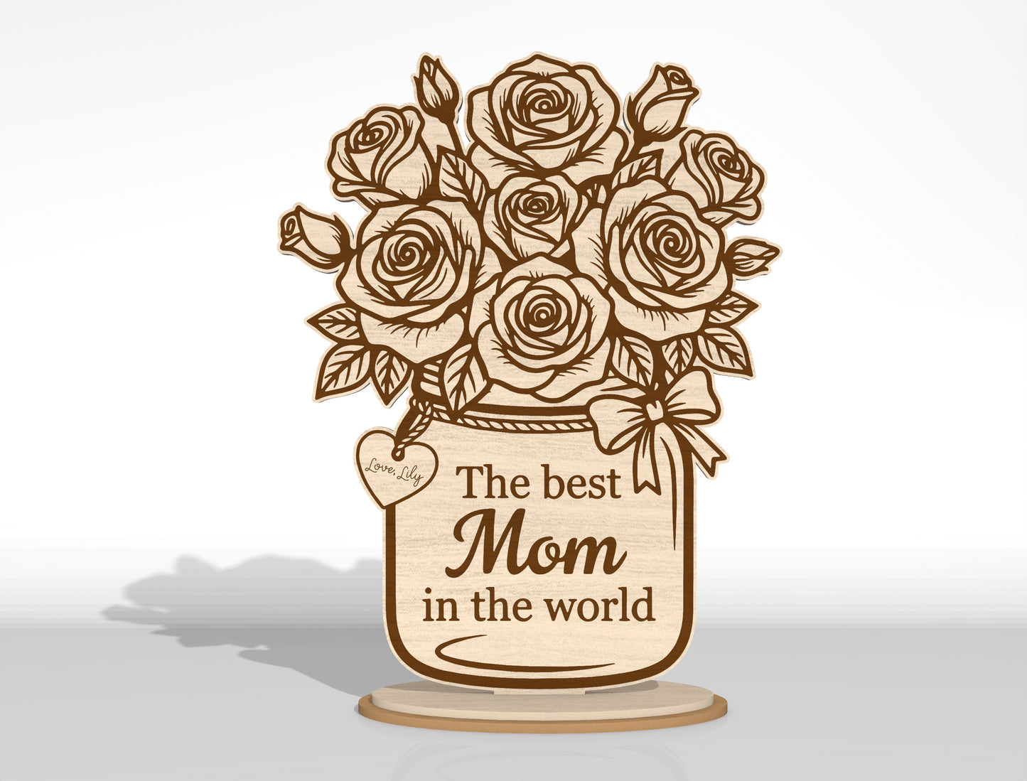 Mother's Day Flower Vase Decor Bundle SVG Laser Cut File for Glowforge and LightBurn