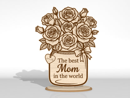Mother's Day Flower Vase Decor Bundle SVG Laser Cut File for Glowforge and LightBurn