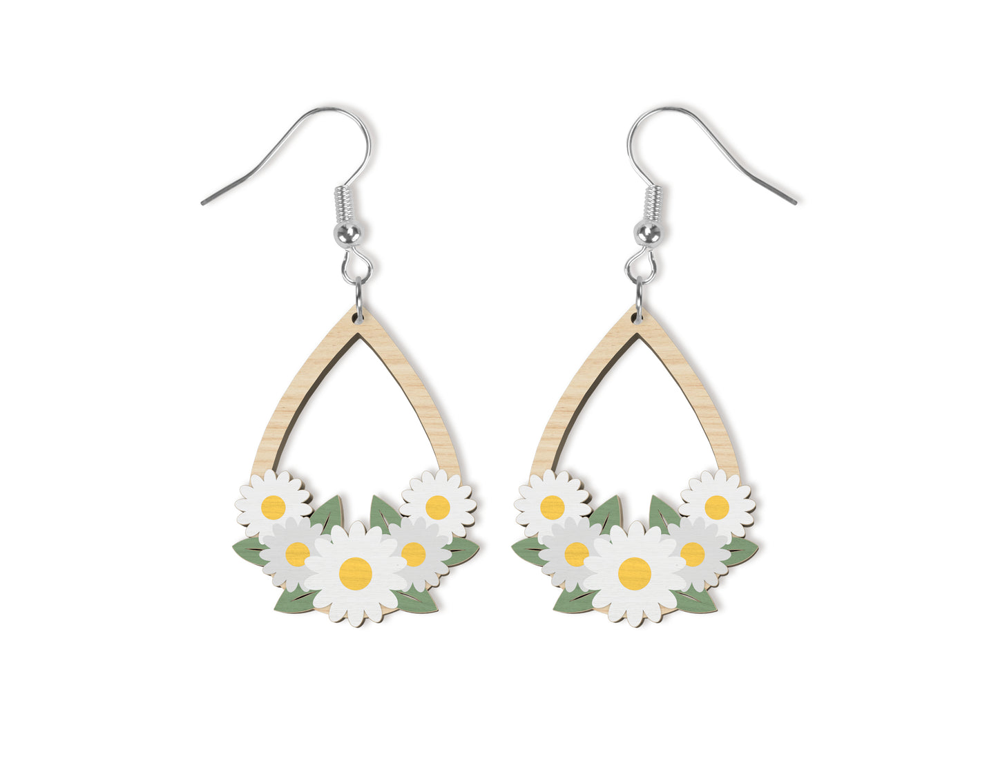Floral Teardrop Earring SVG Bundle Spring Flower Jewelry Laser Cut File for xTool and Glowforge