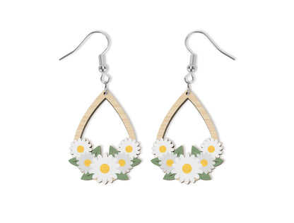 Floral Teardrop Earring SVG Bundle Spring Flower Jewelry Laser Cut File for xTool and Glowforge