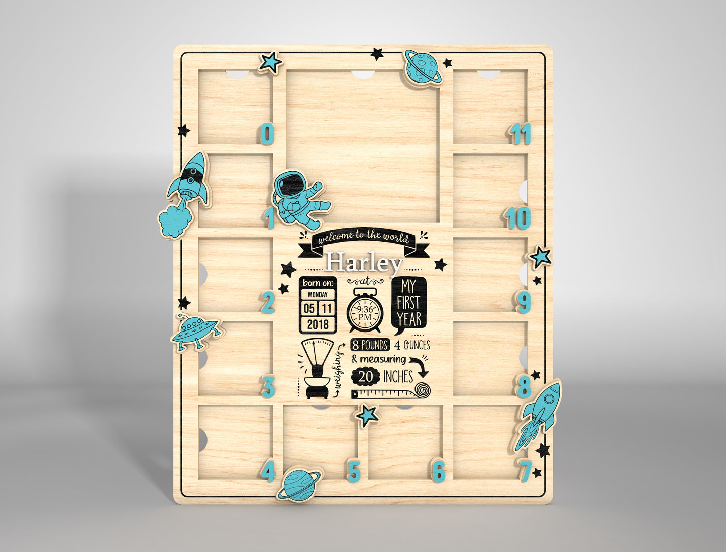 Personalized Baby Milestone Frame SVG for xTool and Glowforge
