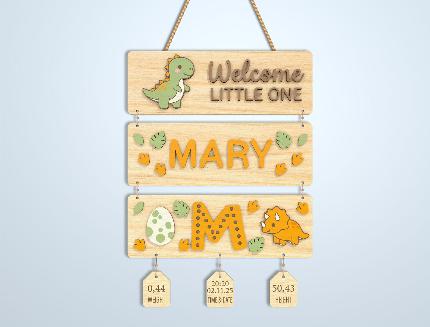 Nursery Birth Stats Sign SVG File for Glowforge and xTool