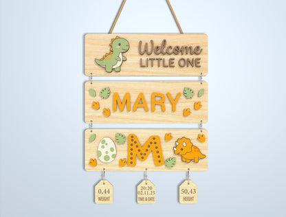 Nursery Birth Stats Sign SVG File for Glowforge and xTool
