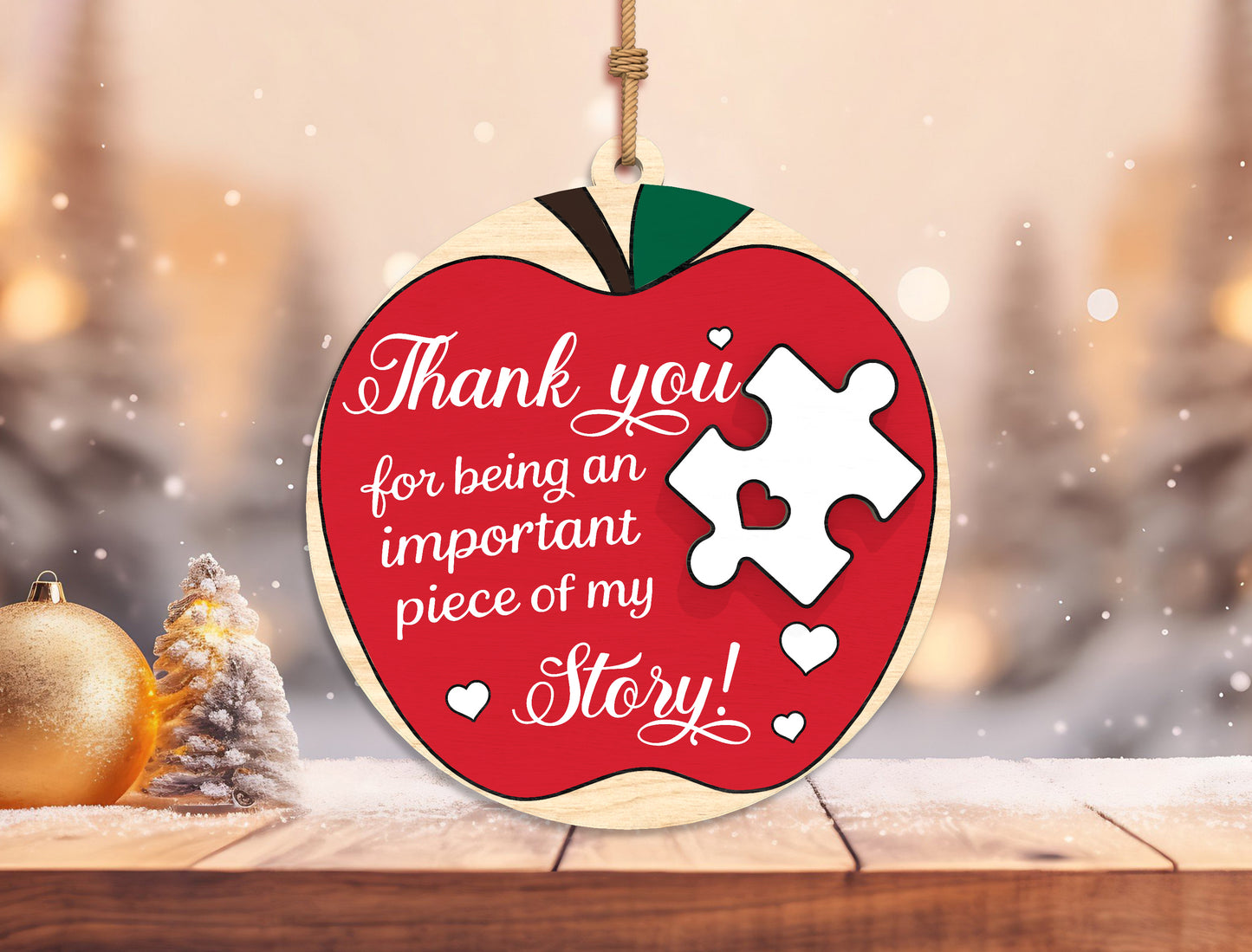 Personalized Teacher Christmas Ornament SVG Bundle Laser Cut File for Glowforge xTool LightBurn