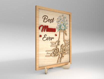 Best Mama Ever Family Hands Flower Sign SVG for Glowforge