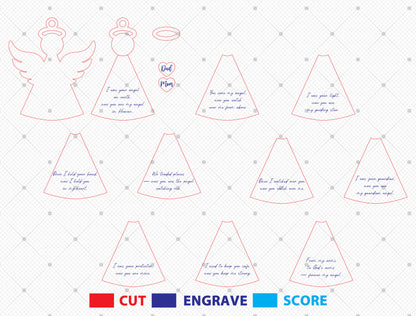 Angel Memorial Ornament SVG Bundle for Glowforge and xTool
