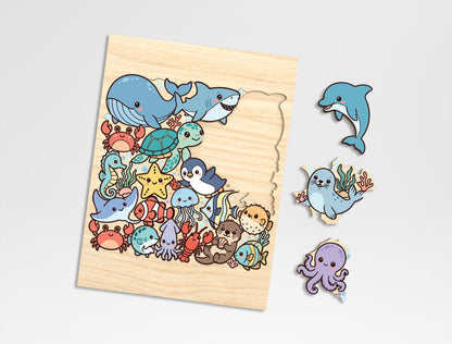 3D Animal Puzzle SVG Bundle for Glowforge and LightBurn