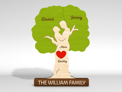 Personalized Family Tree Couple Sign SVG for Glowforge and xTool