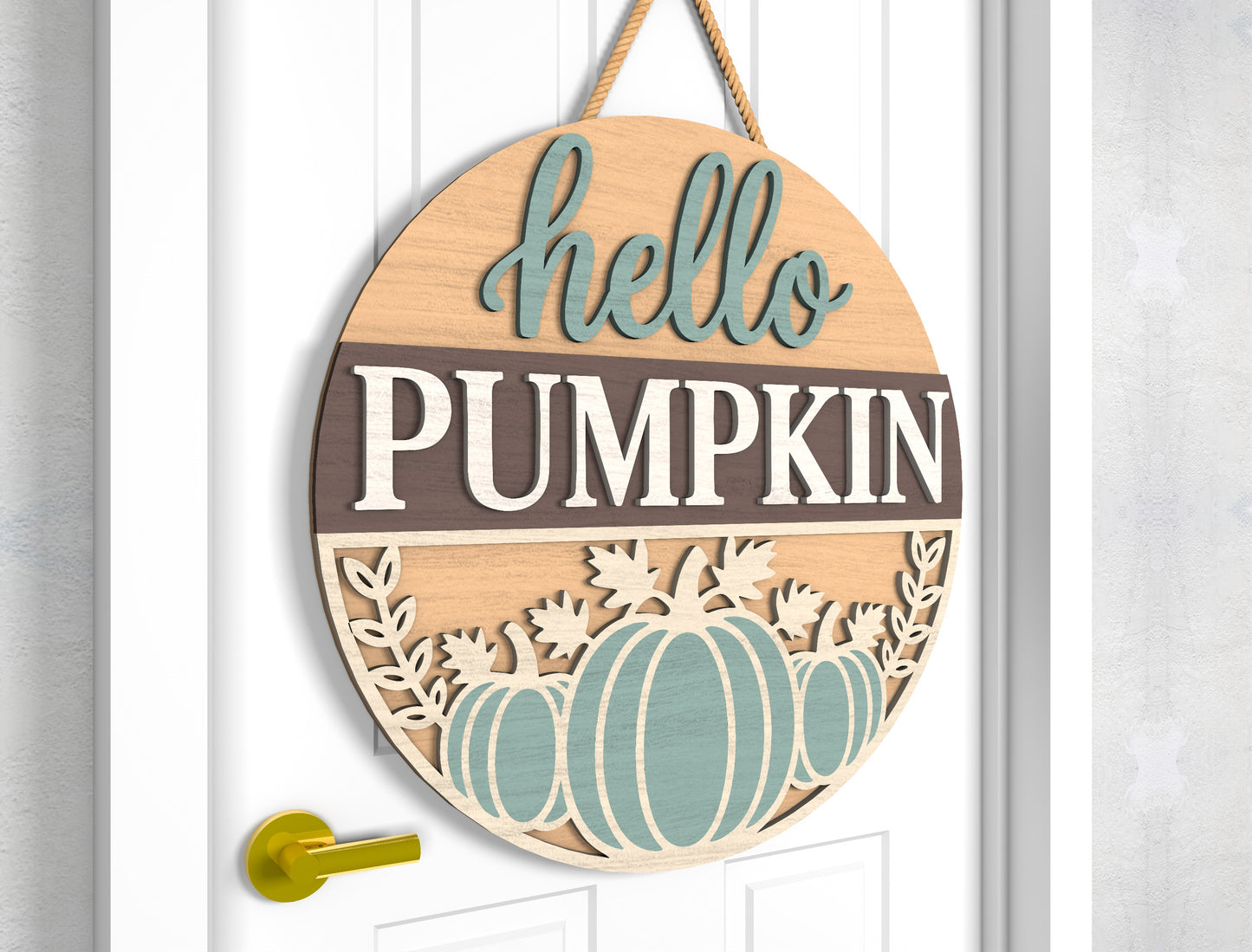 Hello Pumpkin and Hello Fall Acorn Door Hanger SVG Set for Glowforge xTool LightBurn 2 Designs