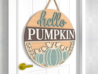 Hello Pumpkin and Hello Fall Acorn Door Hanger SVG Set for Glowforge xTool LightBurn 2 Designs