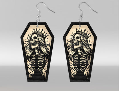 8 Skeleton Coffin Earrings SVG Halloween Laser Cut Bundle for LightBurn