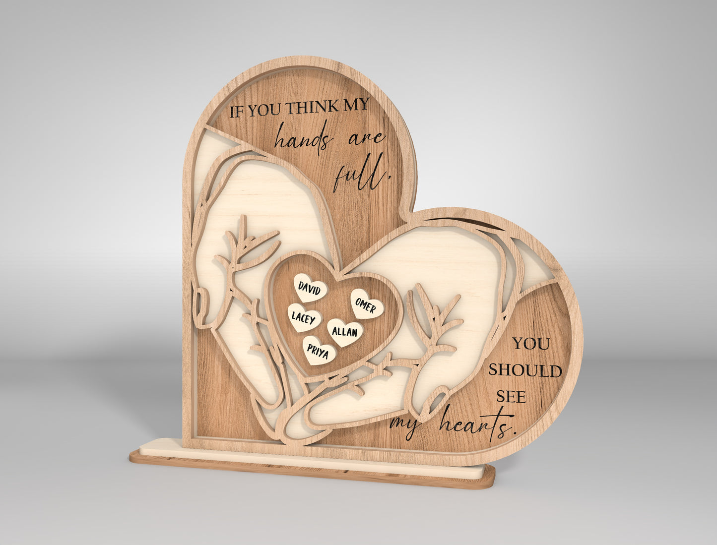 Heart Hands Family Layered SVG Bundle Mom Scene for LightBurn