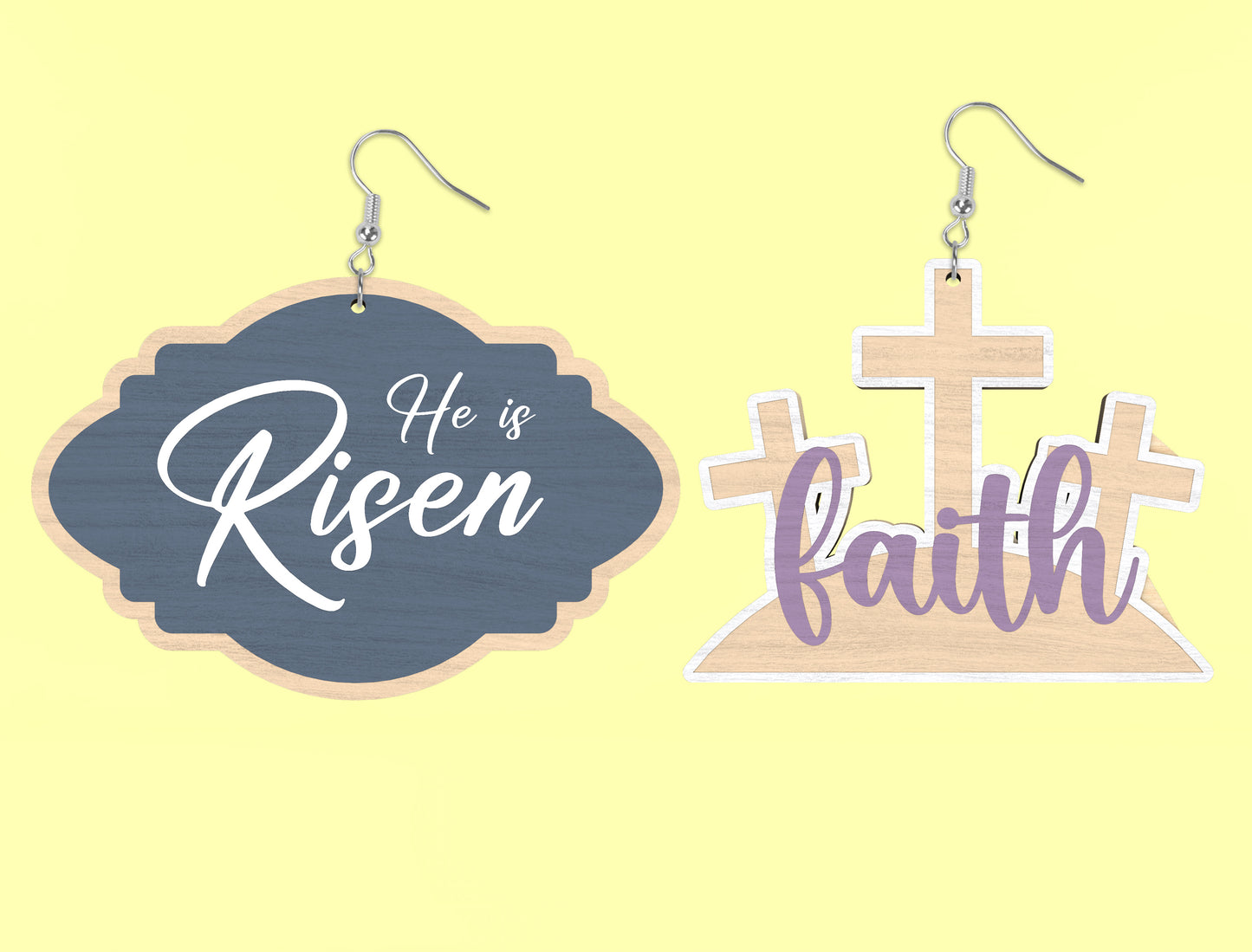 Christian Easter Earring SVG He Is Risen Cross 12 Designs for Glowforge
