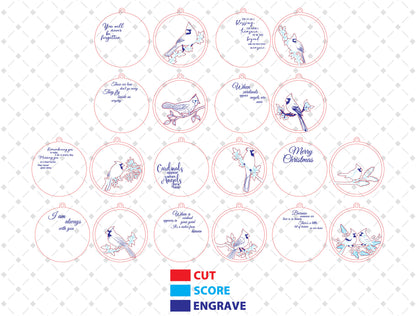 Cardinal Memorial Ornament SVG Bundle for xTool and Glowforge