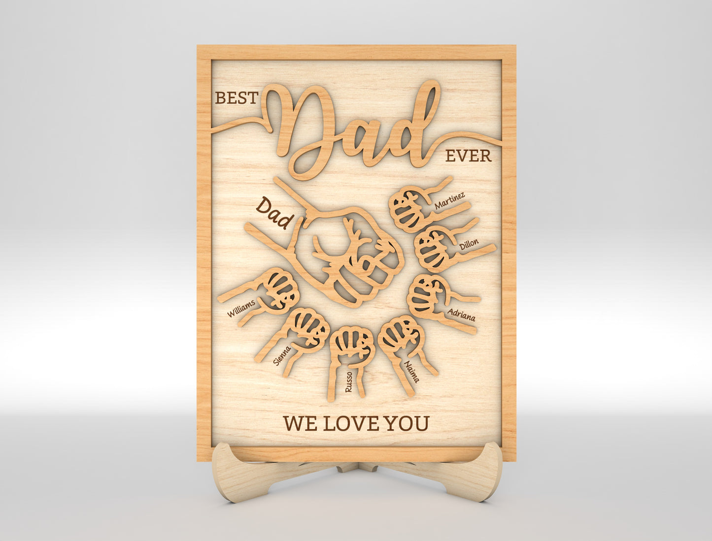 Personalized Dad Hands Multilayer SVG for Glowforge and xTool